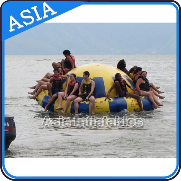 Quality Hot Welding Yellow 12 Person Inflatable Disco Boat For Towable Water Games for sale