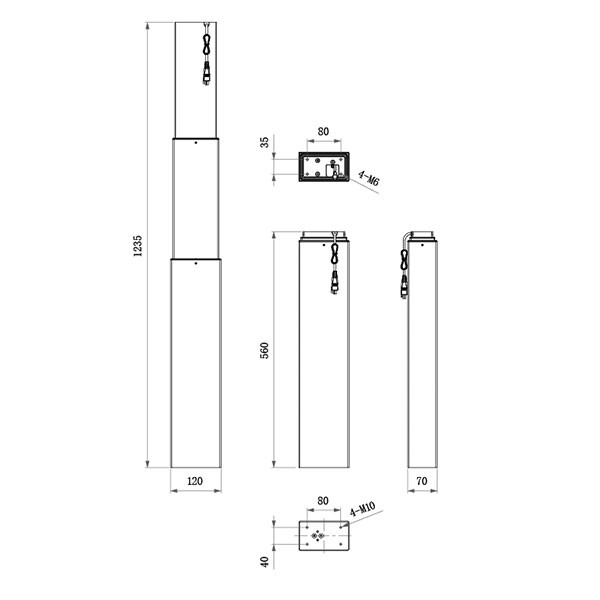 3 Stage Grey Lifting Column Actuator , Telescopic Electric Cylinder Linear Actuator