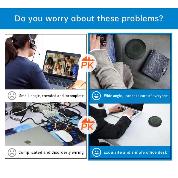 bluetooth wireless microphone with man's voice location Omnidirectional Video Conference Microphone