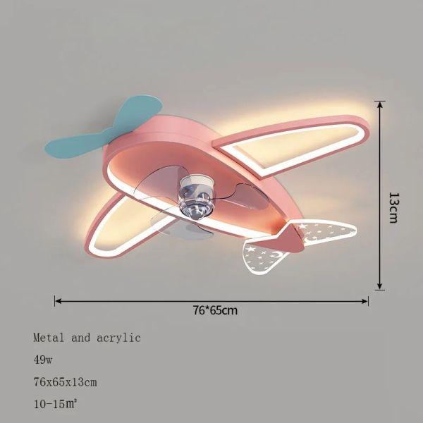 Kids Children Room LED Ceiling Fans Dimmable Remote Control Creative Plane Ceiling Fan With LED Light (WH-CLL-64)