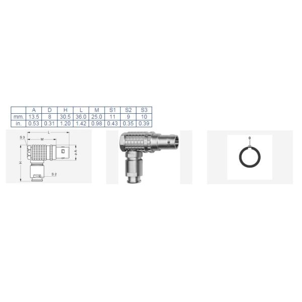 Lemo Compatible Connector FHG 00B 0B 1B 2B Right Angle Circular Cable Connector 90 Degree Male Plug