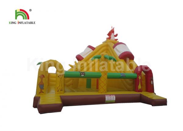 Quality Customized Size Yellow Inflatable Combo Bounce House / Fun Run Obstacle Course for sale