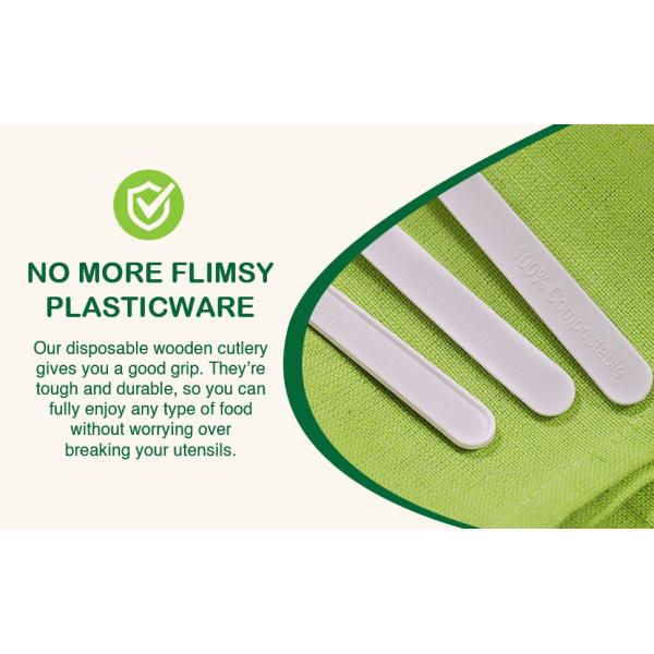 Compostable CPLA Cutlery Set, Zero Waste Serving Utensils Set, Parties Camping Trips, Biodegradable Kitchen Utensil
