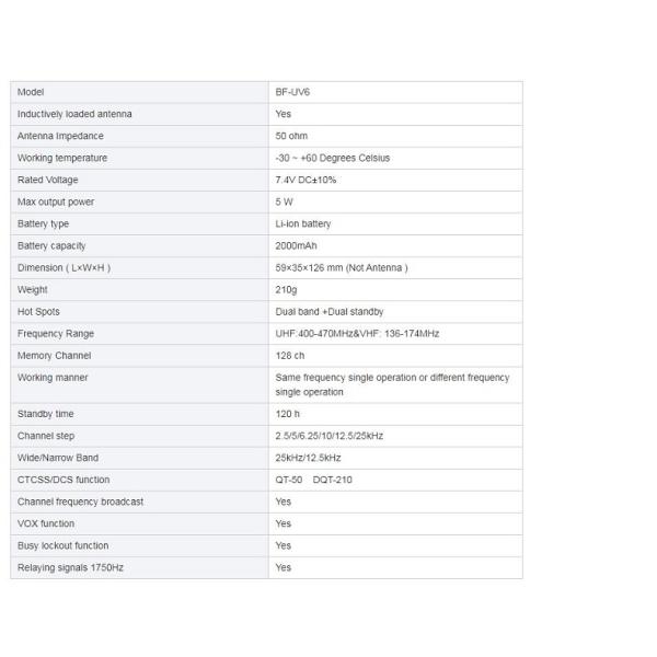 Baofeng V6-A UHF Vhf Marine Radio Thick Battery Dual Band Antenna Long Range Transmitter