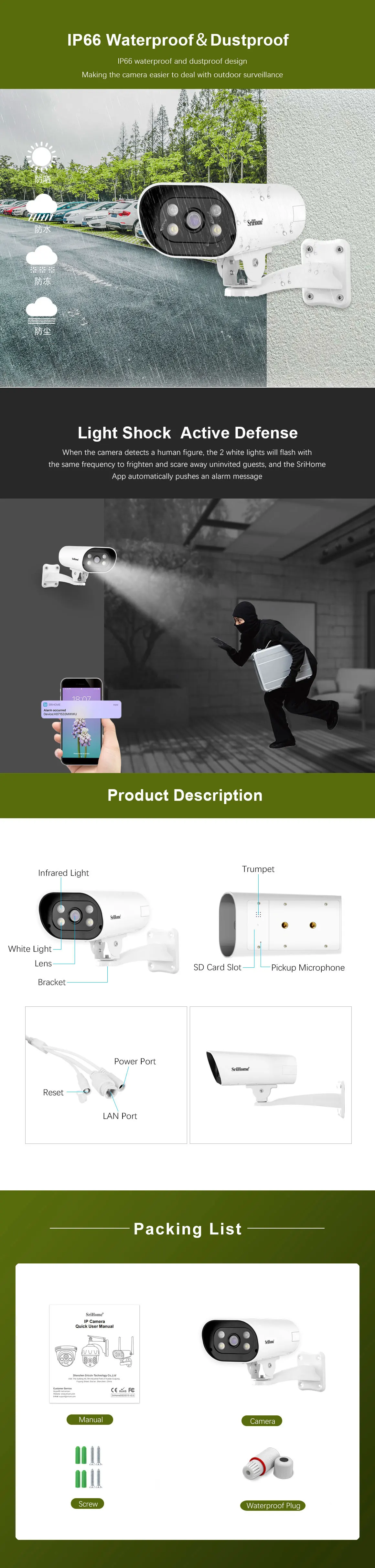 Night Visibility WiFi Security Camera Wireless G-128G TF Card IP CCTV Security Camera