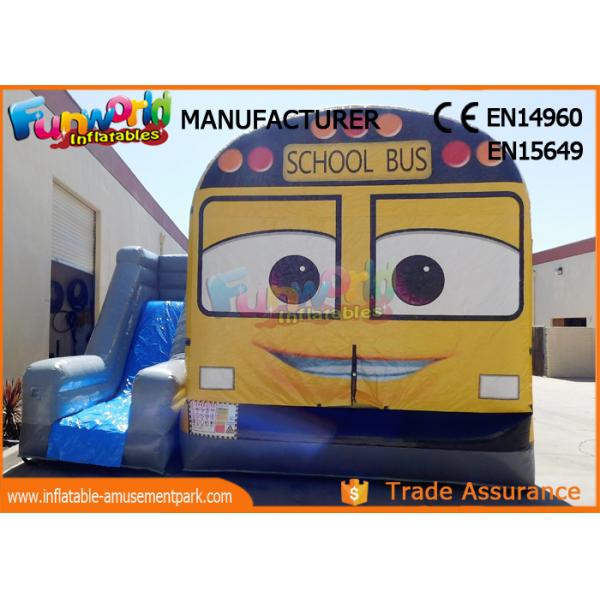 Customized Interactive Inflatable Bouncer Slide School Bus Shaped