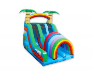 China Water Park Paradise Inflatable Slip And Slide , Dual Lanes Kids Blow Up Water Slide on sale