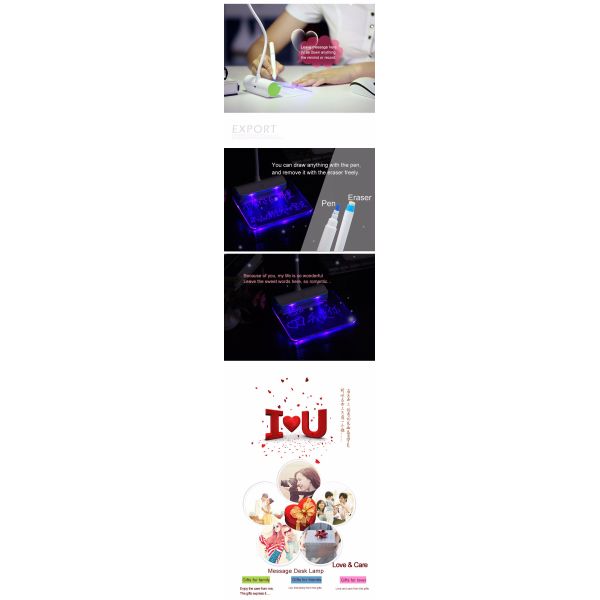Rechargeable Message lamp desktop table 3d led night light