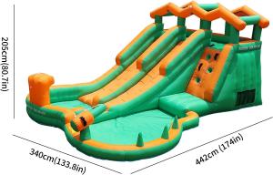 Wholesale 0.55mm PVC Water Slide Inflatable For Kids Bounce House Blow Up Water Park With 2 Slides from china suppliers