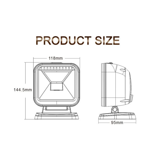 High Performance 1D 2D Hands Free Scan Qr Bar Code Reader Desktop Presentation Barcode Scanner