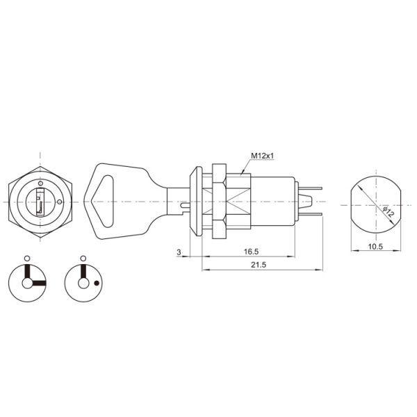 High security flat Small key switch lock for shredder machine
