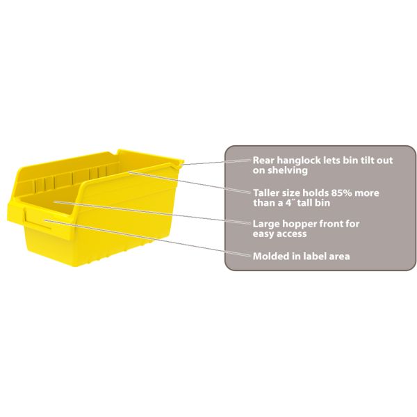 Plastic Shelf Bins Slanted Rectangle Tool Storage Bin Plastic Stackable Heavy Duty Tool Box Storage Shelf for Parts Hammers Use