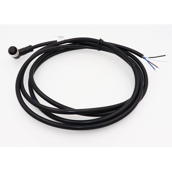 Right angled Black PVC Jacket 5pin 4C M12 sensor female cable assemblies