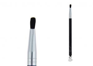 Deep Black Plastic Handle Lipstick And Lip Liner With Goat Hair / Aluminum Ferrule