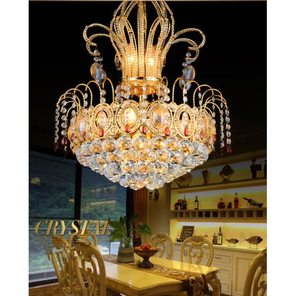 Large Lobby Bright Luxury Crystal Pendant Light Dia 400mm