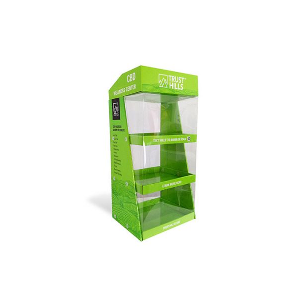 CBD Oil Floor Retail Cardboard Display Stand Customization With PET