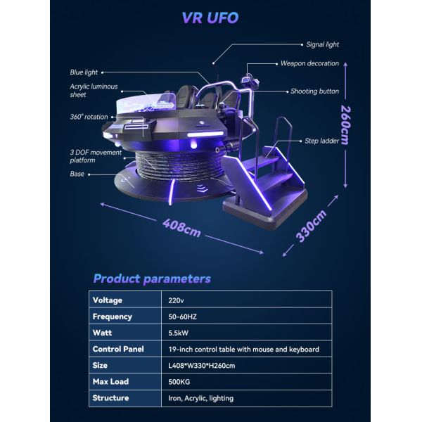 VR Gaming Equipment 360 Degree Simulator 9D Cinema with Interactive Button