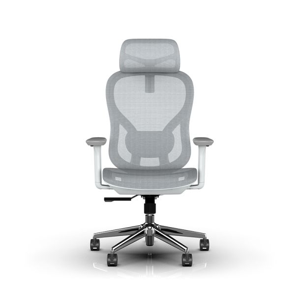 Grey full mesh ergonomic office chair adjustable features