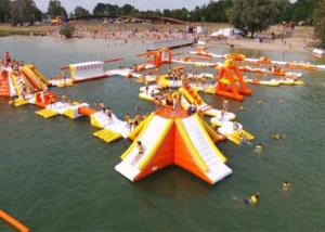China Floating Aqua Sports Water Park Inflatable Kids Backyard Water Slide Park on sale