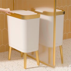 Wholesale PP Plastic Office Dustbin Custom Trash Can 15L With High Bamboo Leg from china suppliers