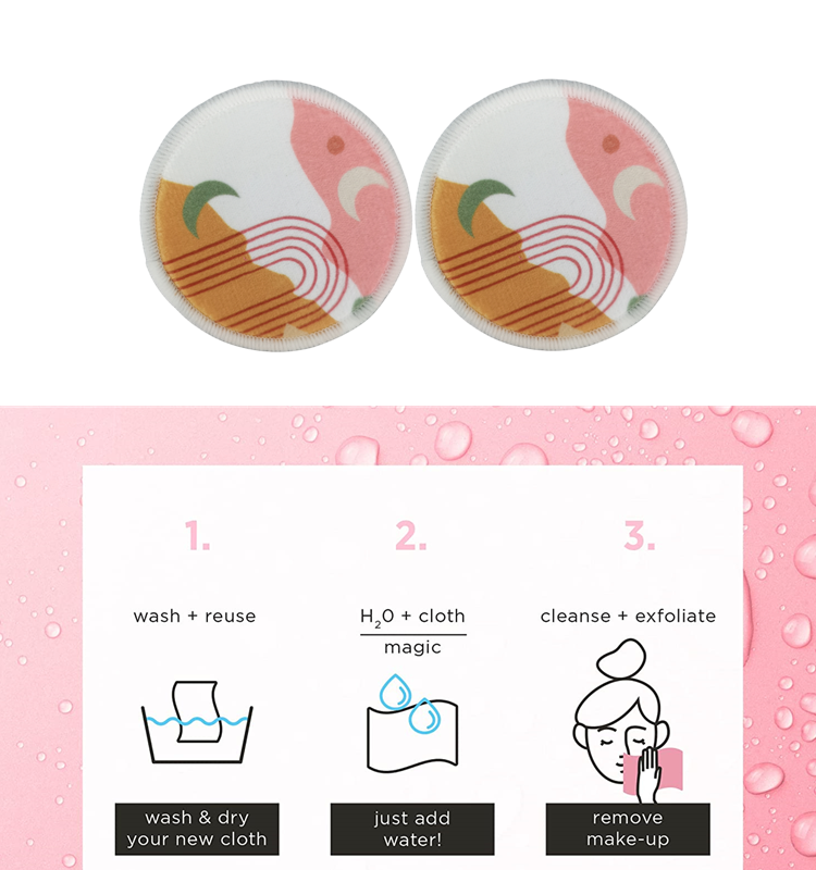 Double Side Printed Reusable Makeup Remover Pad