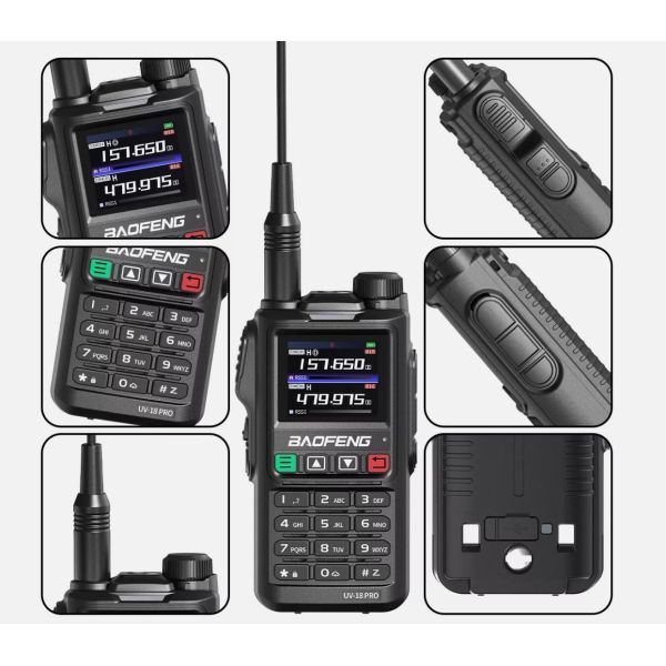UV-18 Pro 10W Walkie-Talkie with IPX4 Water Resistance and 400-470MHz Frequency Range for Long Range Two-Way Communication