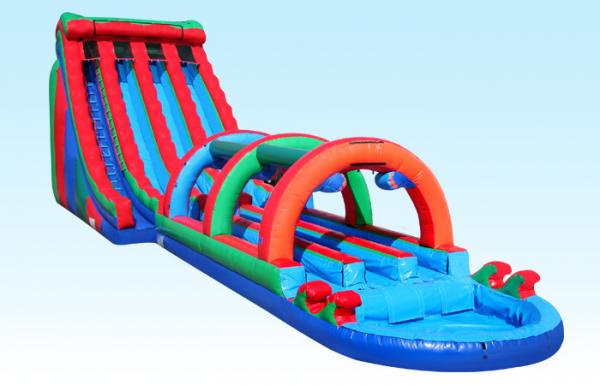 Quality 3 Lane Giant Inflatable Water Slides 24FT Triple Lane Threat With Satety Arch for sale