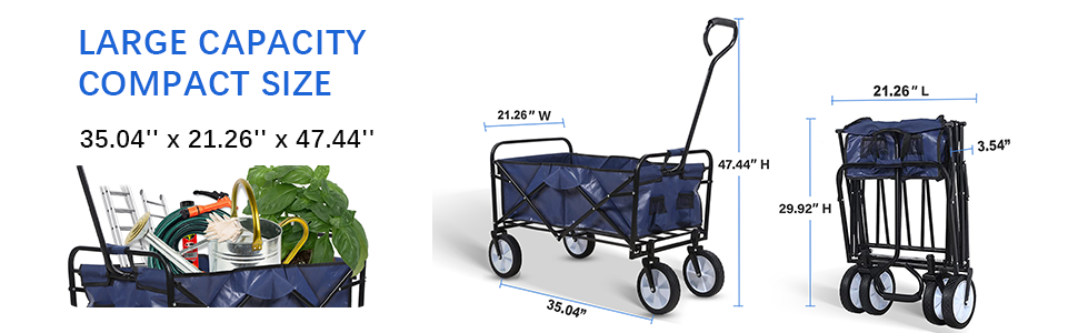 Folding Garden Cart’S Telescoping Adjustable Handle Locks And Extends Allows Effortless Transport