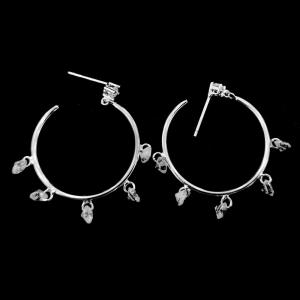 Wholesale Rose Gold Silver Cubic Zirconia Earrings / Sterling Silver Hoop Earrings With Crystal from china suppliers