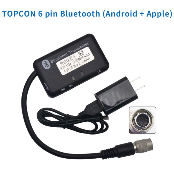 Bluetooth Adapter for TOP CON Total Station 6 Pin 6 Hole with Charger and cable Android and iOS Systems