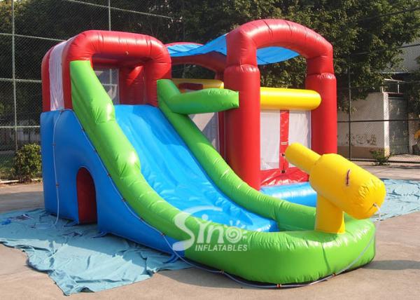 Quality Kids inflatable combo water bounce house with pool N water gun made of best pvc tarpaulin for sale