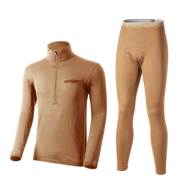 100% Polyester Thermal Military Combat Uniform Underwear Set Square Grid Shake Grain