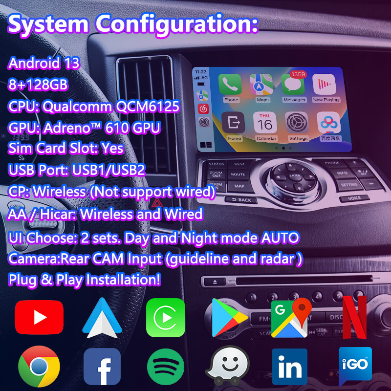 Lsailt Android Carplay Multimedia Interface for 2009-2015 Nissan Maxima A35