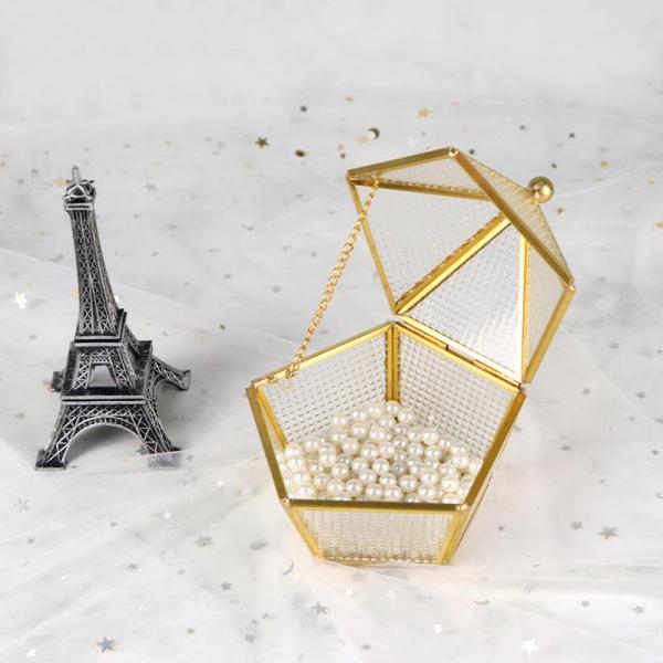 Pentagonal glass artifact cover greenhouse jewelry beads gift storage box desktop ornaments flower glass cover wholesale
