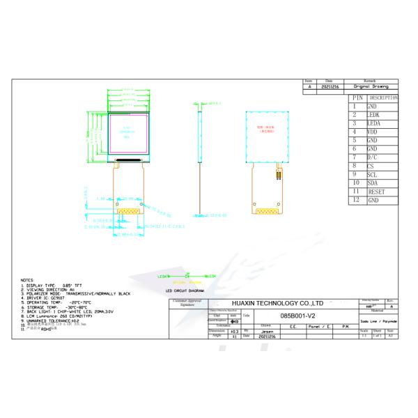 Small Screen 0.85 inch IPS SPI Interface TFT Display with 128x128 Pixels