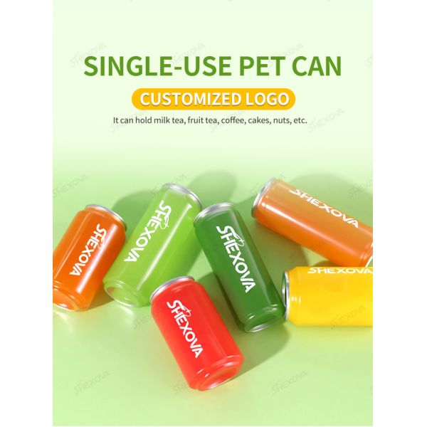 Disposable Transparent Plastic Bubble Tea Pet Cans With Easy Open Lid