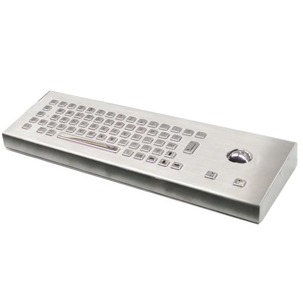 Rugged Industrial Desktop Stainless Steel Metal Keyboard With Optical Trackball Mouse