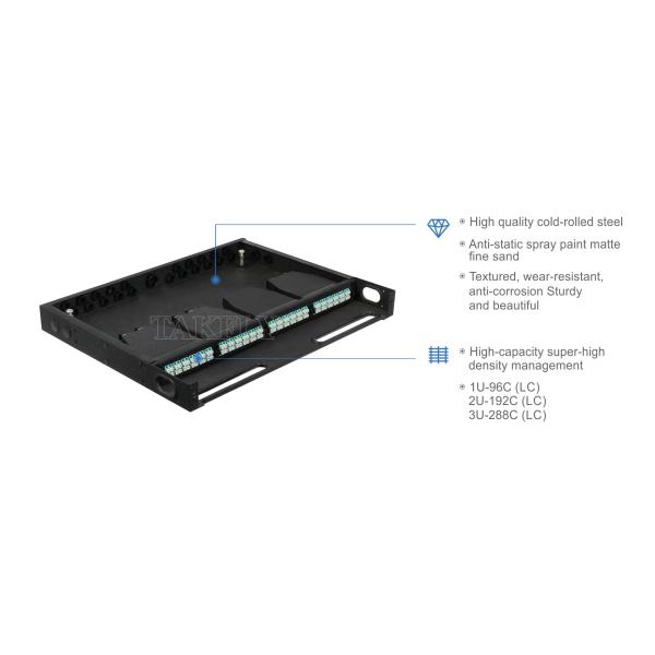 Black Fiber Optic MPO Cassette MTP Patch Panel Management for Data Center FTTX
