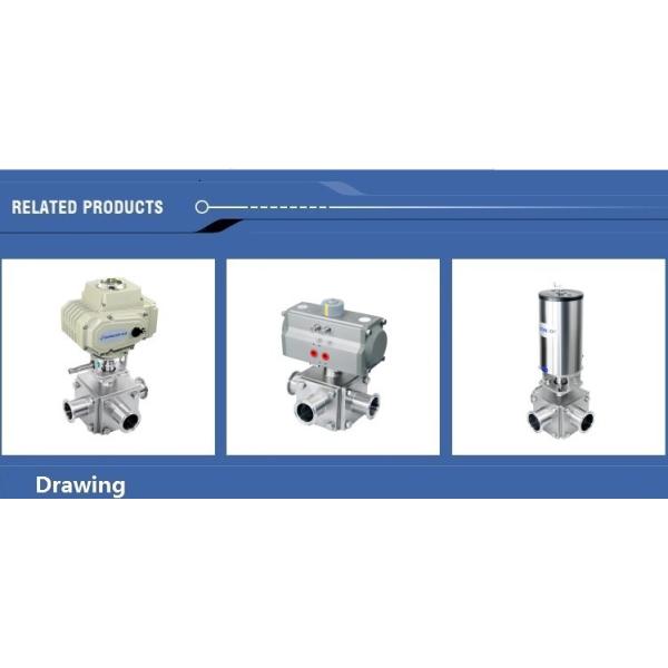 Sanitary Ball Valve Aluminum pneumatic actuator three-way non-retention L type and full port