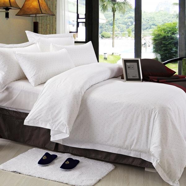 Quality Double Size Hotel Bedding Linen Plain White Color And 400T With 100% Cotton for sale