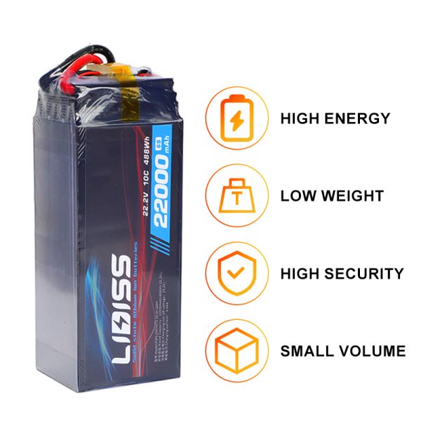 2C Charge Capable 6S 22.2V 22Ah 10C 488Wh Semi Solid State Lithium Battery Pack with 800 Cycle Life for Heavy Lift Drones