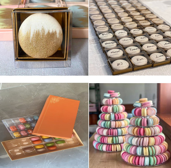 Food Safe Macaron Paper Box Packing Macaron Plastic Box Drawer Style