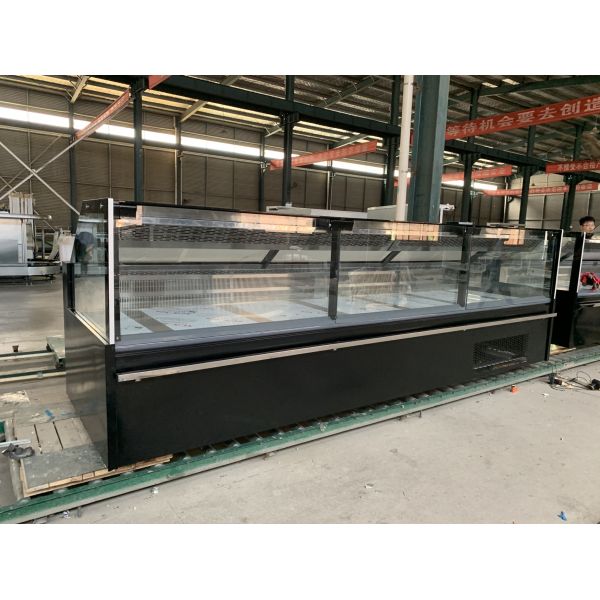 Large Commercial Horizontal Static Cooling Design With Evaporator Gravity Service Counter Meat Beef Display Freezer