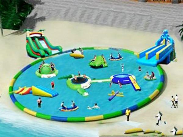 Quality Commercial Inflatable Water Park / Pool With Slide for rental for sale