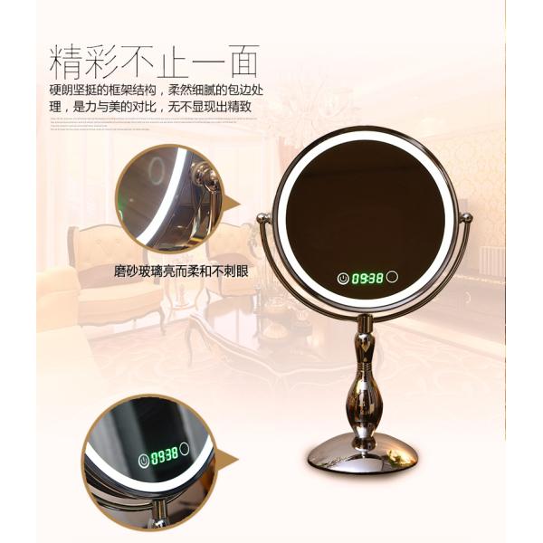 Metal Double Sided Rotatable Led MakeUp Mirror Iron With Chrome Plated