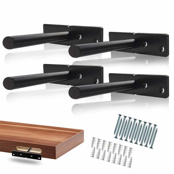 Space-saving Silver Triangle Drop Down Shelf Brackets for 4-6mm Thickness Wall Mount
