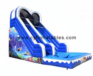 OEM 8x6m Inflatable Ocean Water Slide With Pool 3 In 1