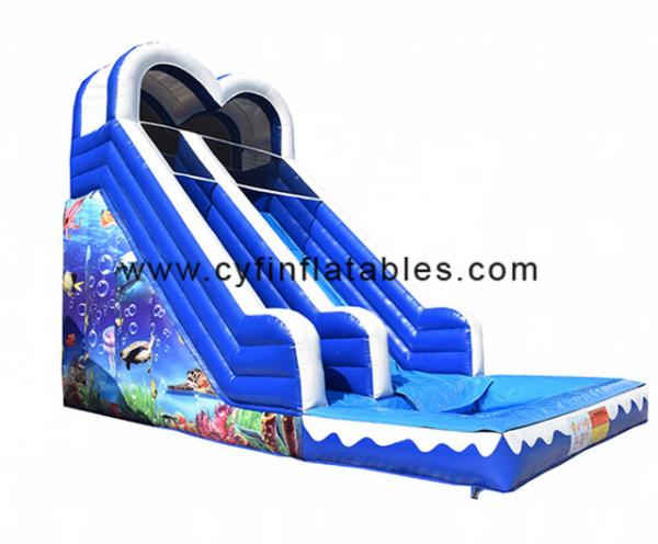 Quality OEM 8x6m Inflatable Ocean Water Slide With Pool 3 In 1 for sale
