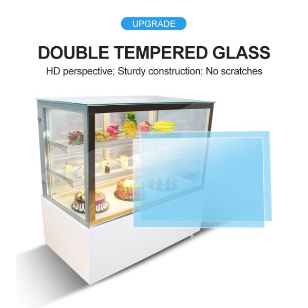 Multi Layer Transparent Glass Cake Shop Uses Storage Display Cake Display Freezer