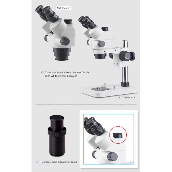 Trinocular Stereo Optical Microscope With Optional Eyepieces / Auxiliary Objectives